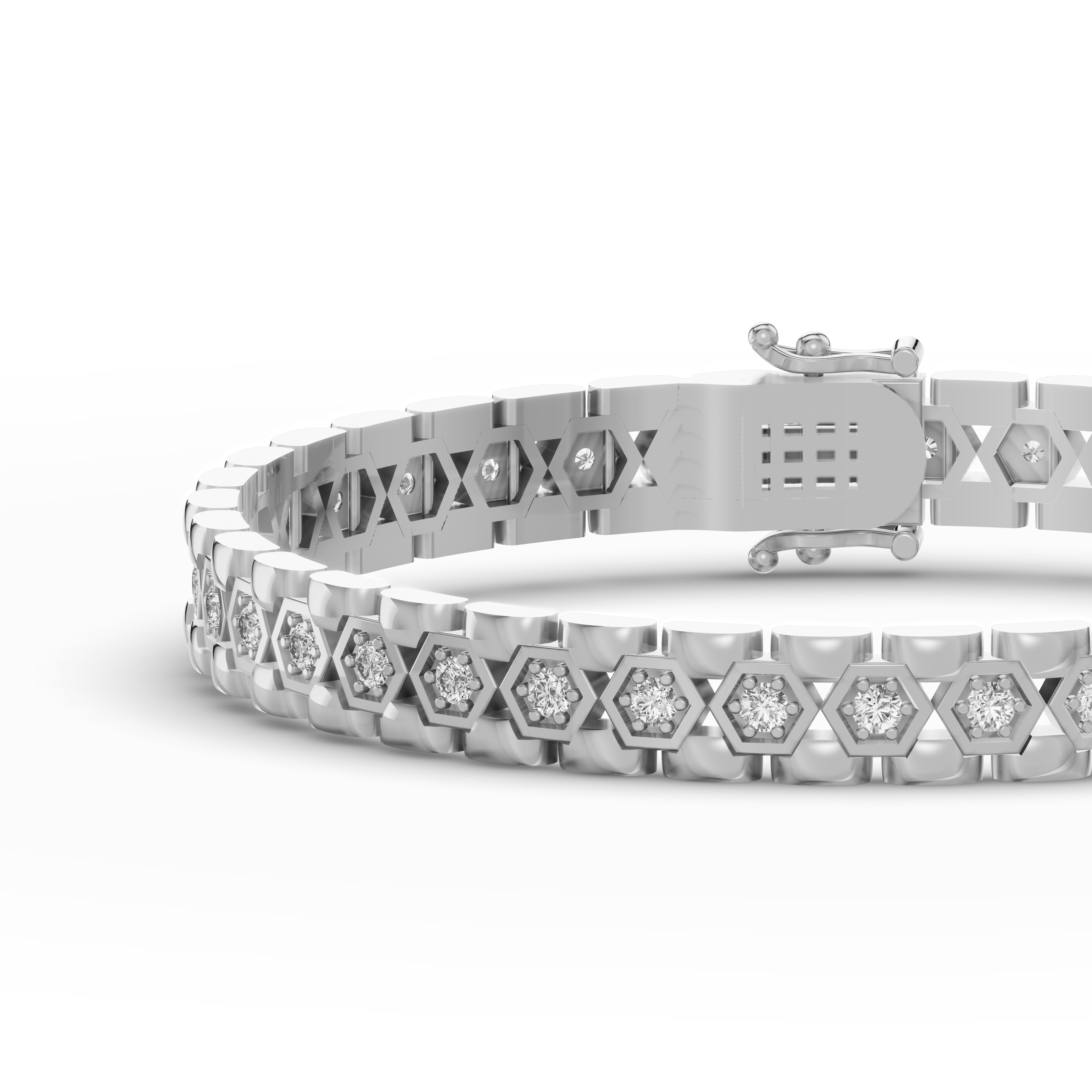 Hexagon Link Lab Diamond Bracelet (8.5