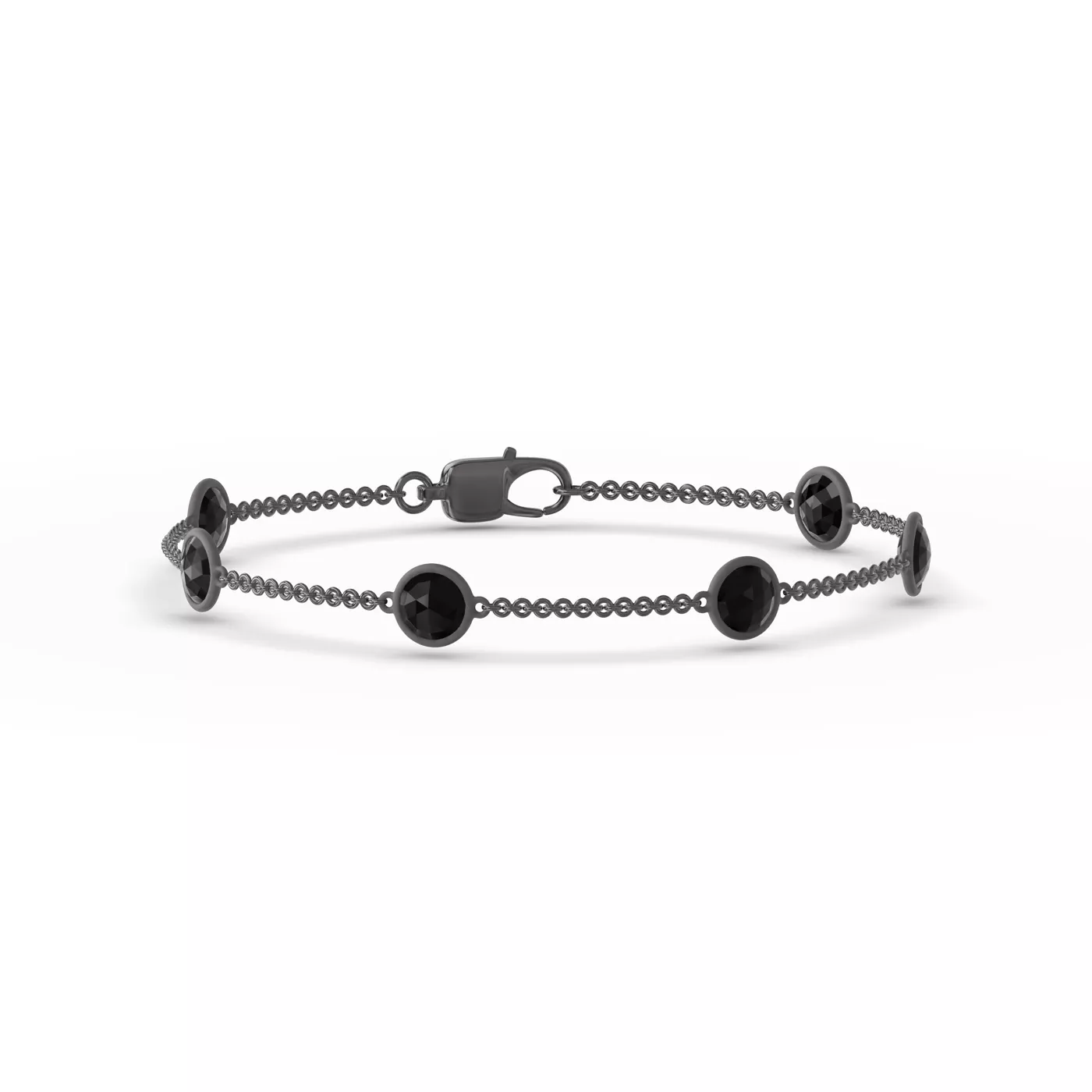 Diamond Station Bracelet Silver Engagement Ring