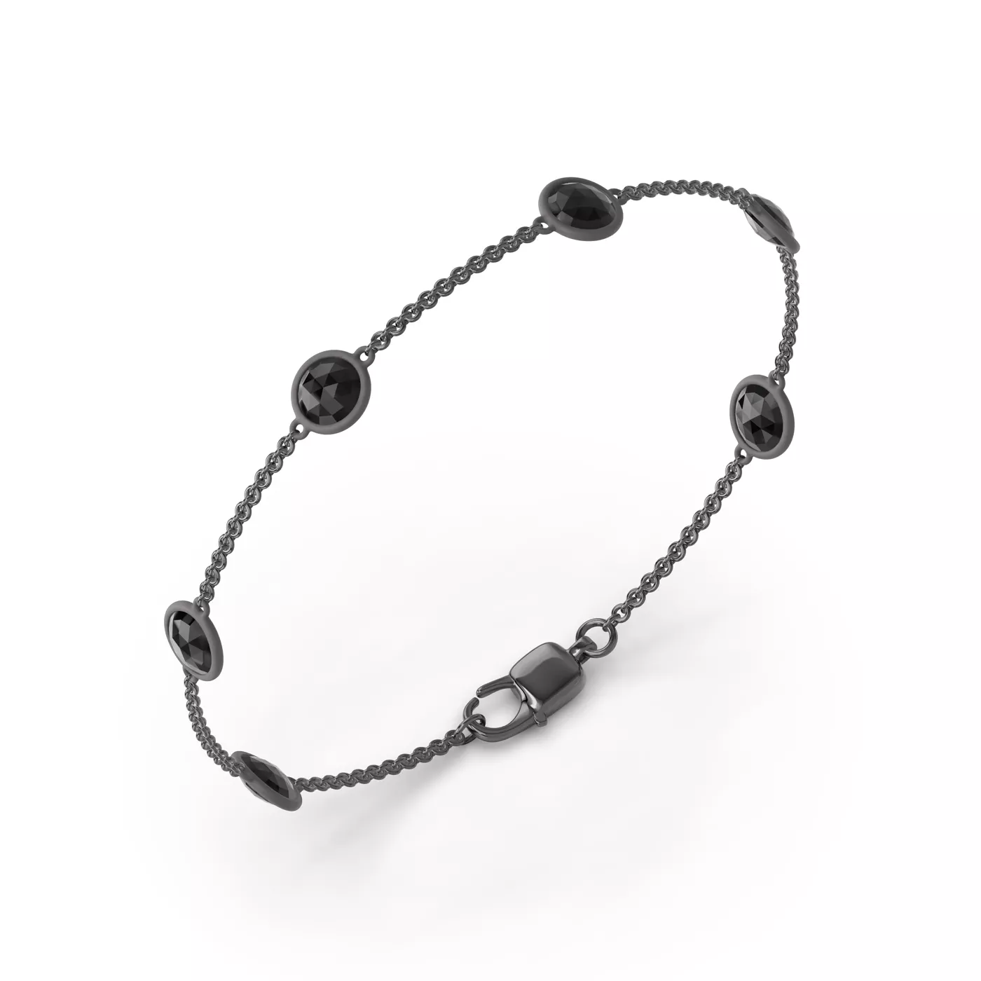 Black Spinel Station Bracelet (8