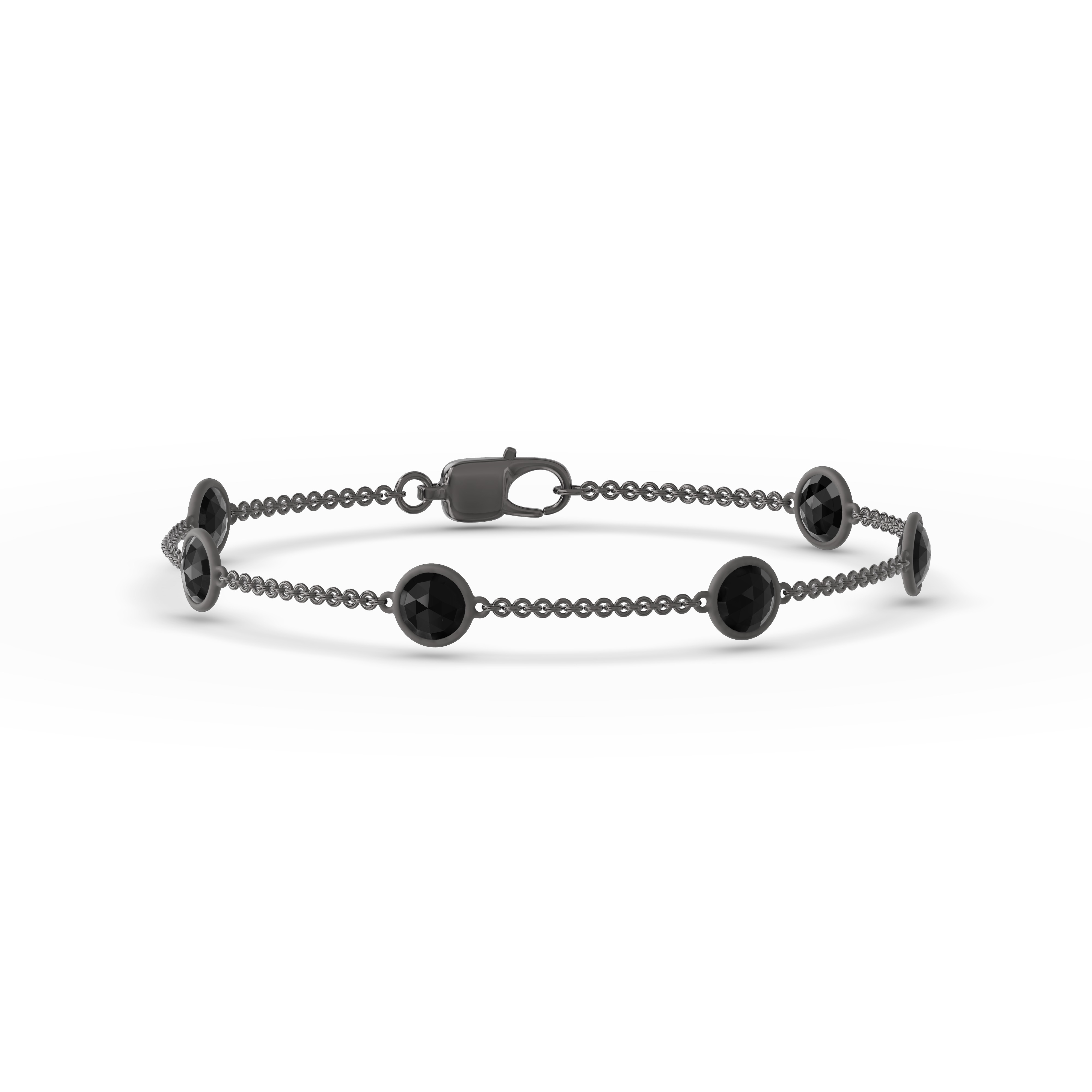 Black Spinel Station Bracelet (8