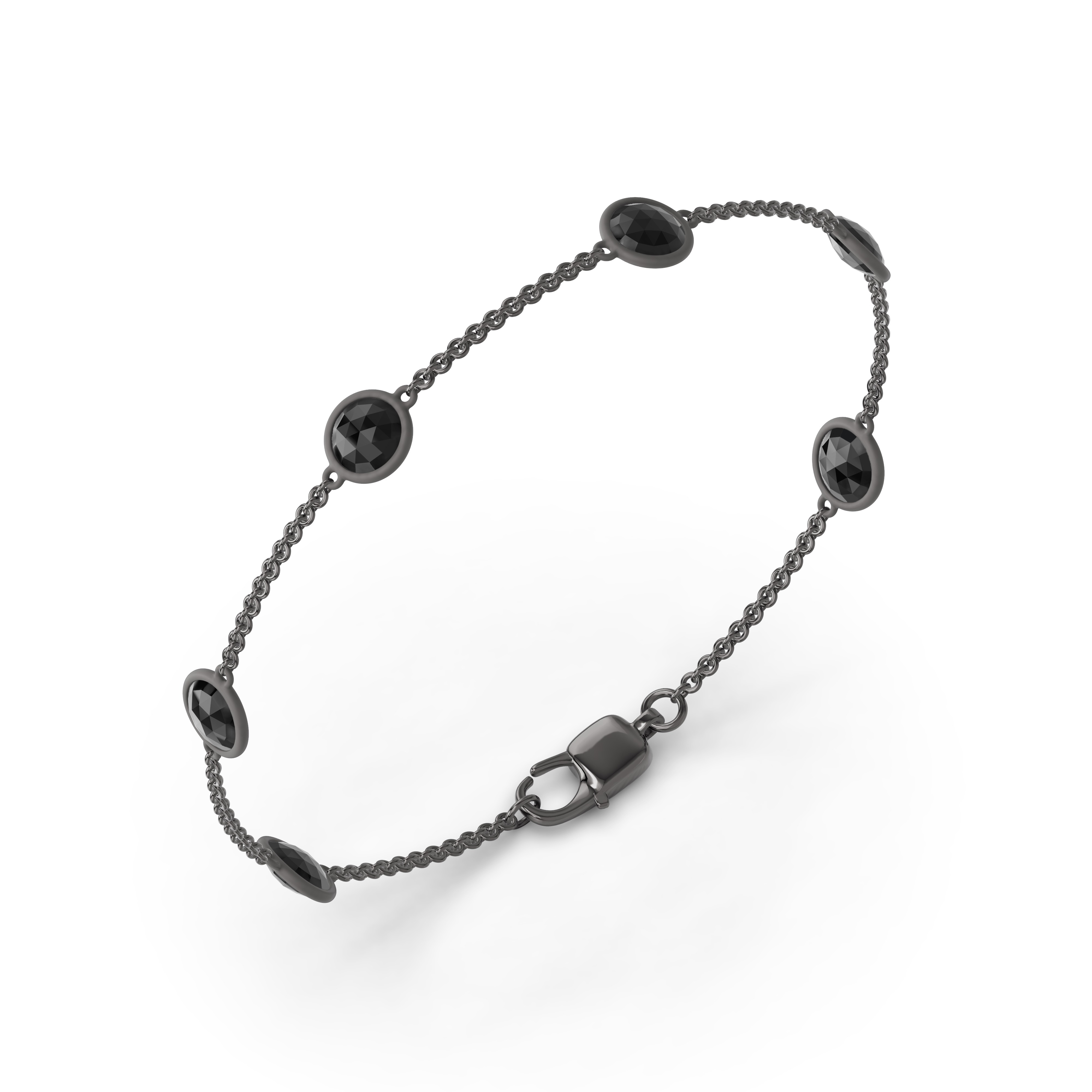 Black Spinel Station Bracelet (8