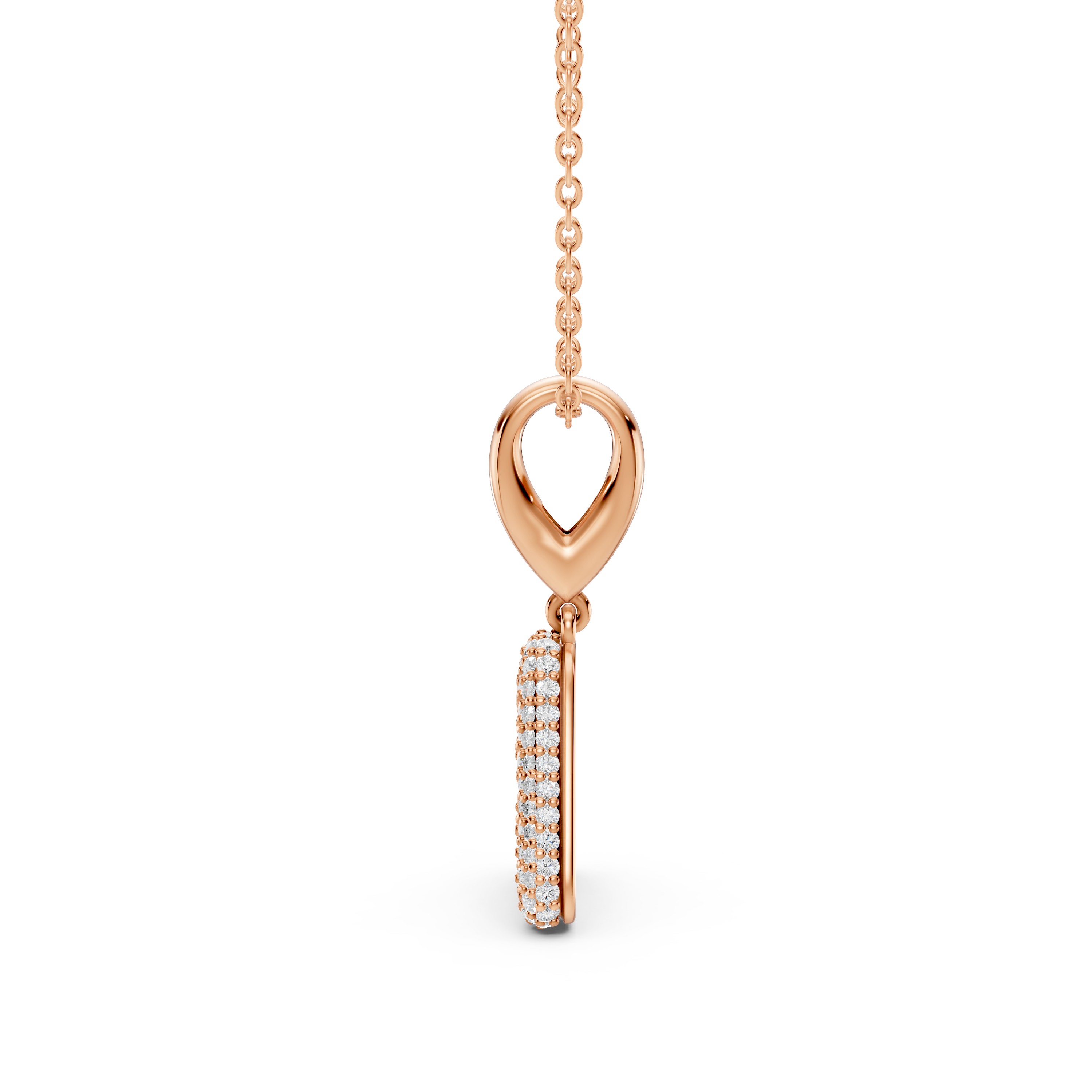 Bubble Pavé Diamond Initial Necklace - A