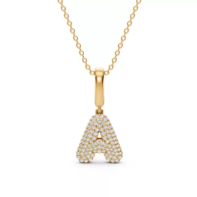 Bubble Pavé Lab Diamond Initial Necklace - A