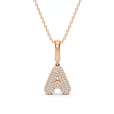 Bubble Pavé Lab Diamond Initial Necklace - A