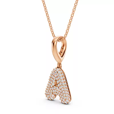 Bubble Pavé Lab Diamond Initial Necklace - A