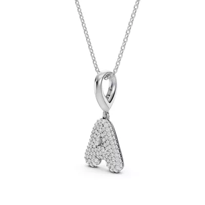 Bubble Pavé Diamond Initial Silver Necklace - A