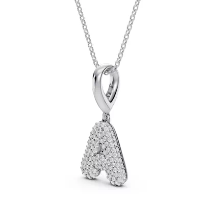 Bubble Pavé Diamond Initial Silver Necklace - A
