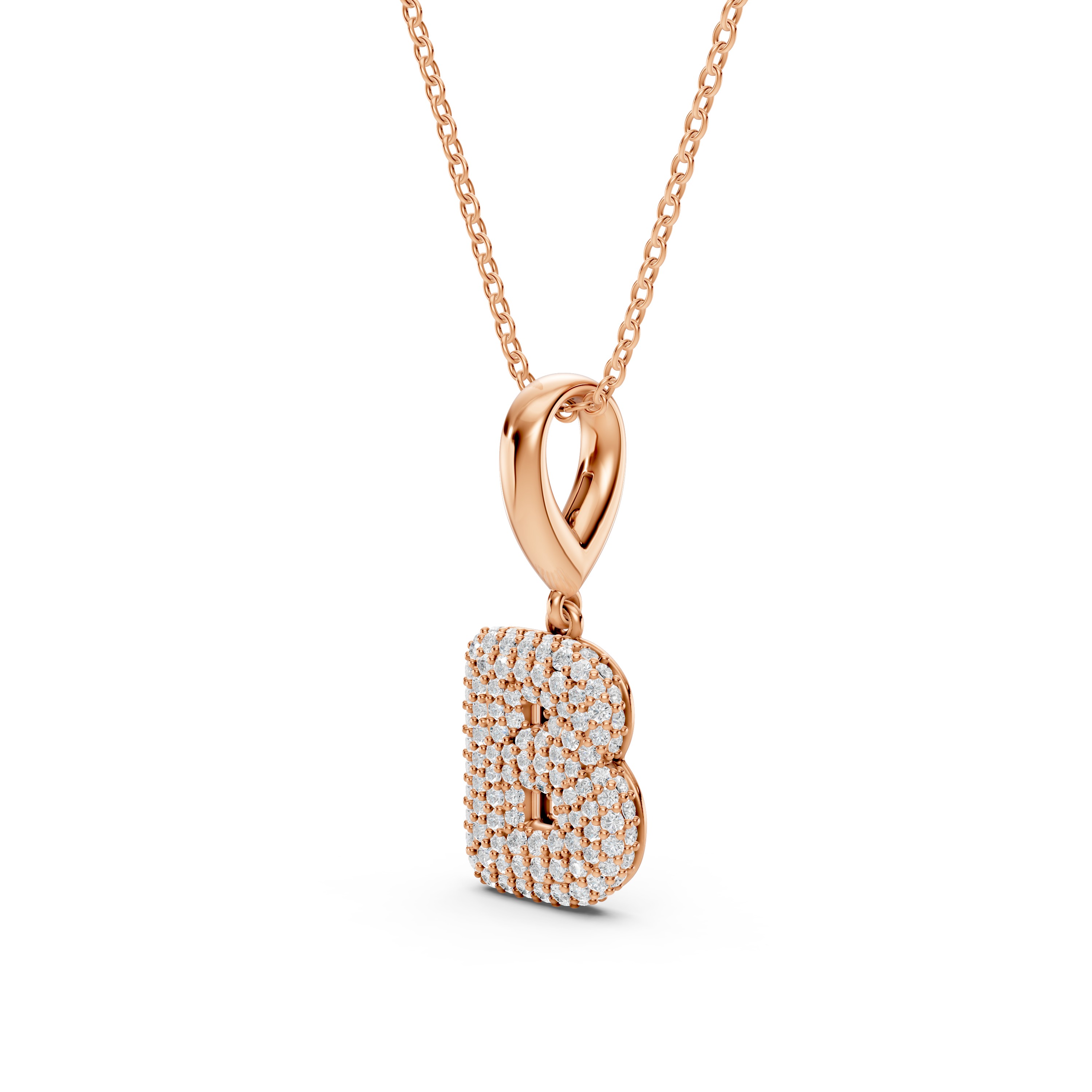 Bubble Pavé Lab Diamond Initial Necklace - B
