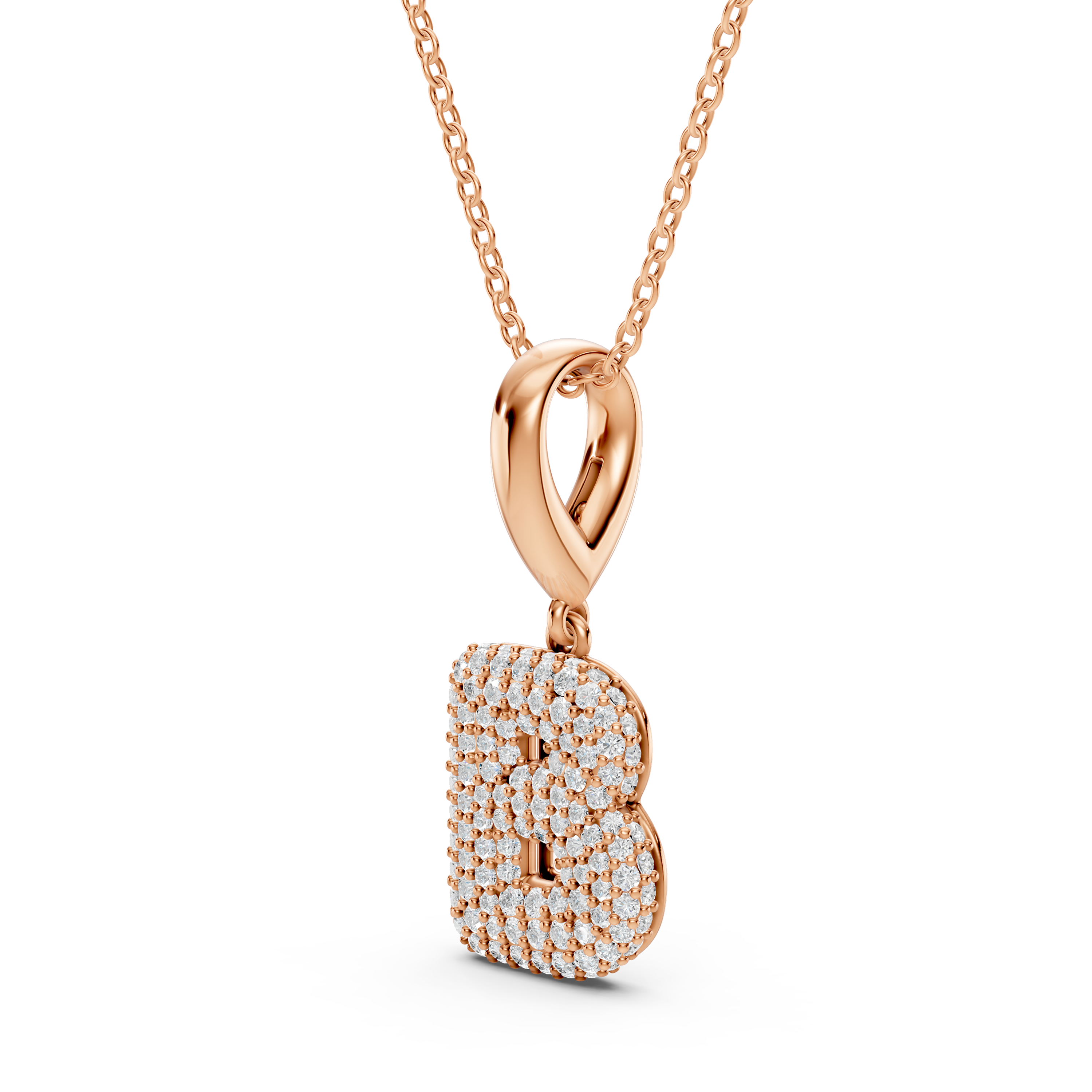 Bubble Pavé Lab Diamond Initial Necklace - B