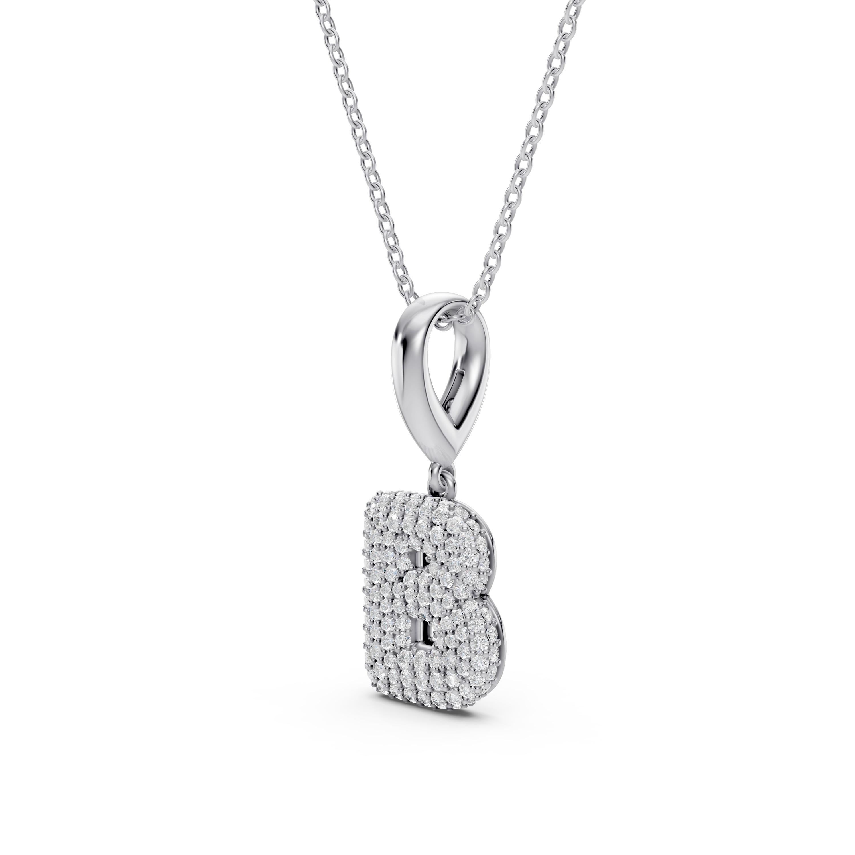 Bubble Pavé Lab Diamond Initial Necklace - B