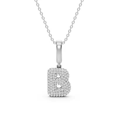 Bubble Pavé Diamond Initial Necklace - B