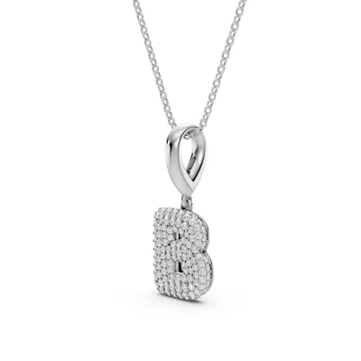 Bubble Pavé Diamond Initial Necklace - B