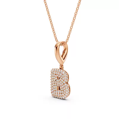 Bubble Pavé Lab Diamond Initial Necklace - B