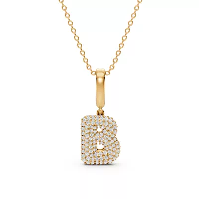 Bubble Pavé Lab Diamond Initial Necklace - B