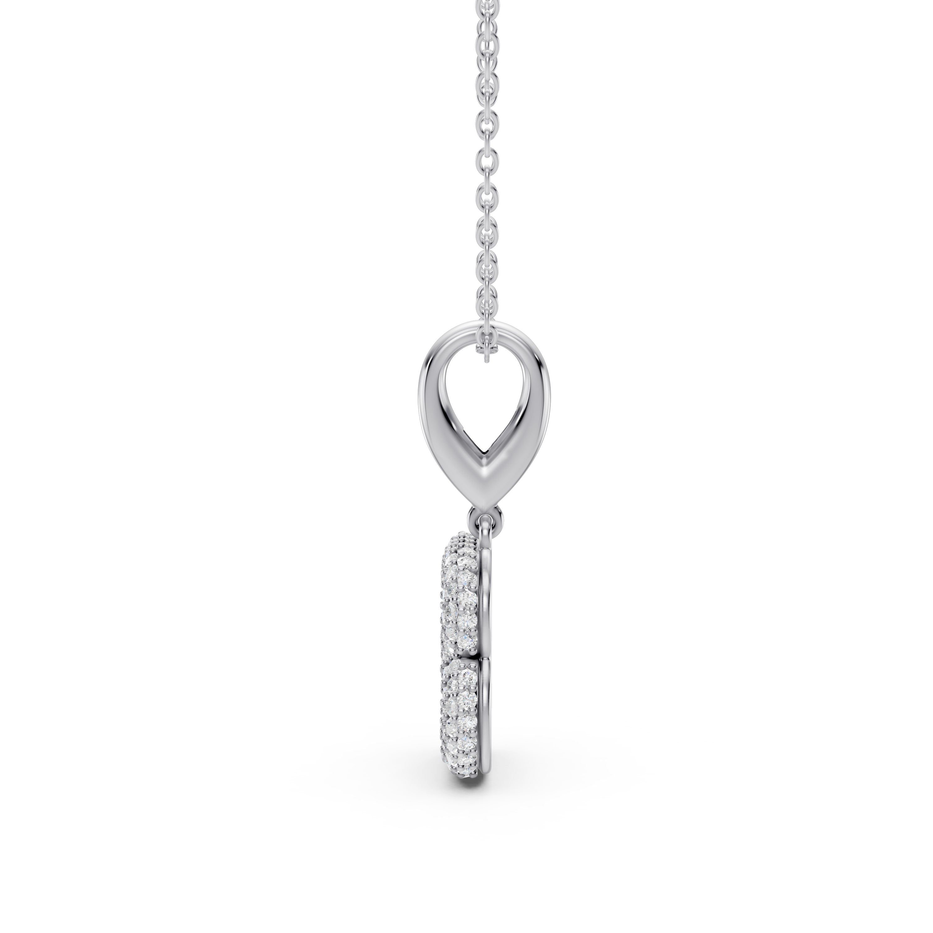 Bubble Pavé Diamond Initial Silver Necklace - B
