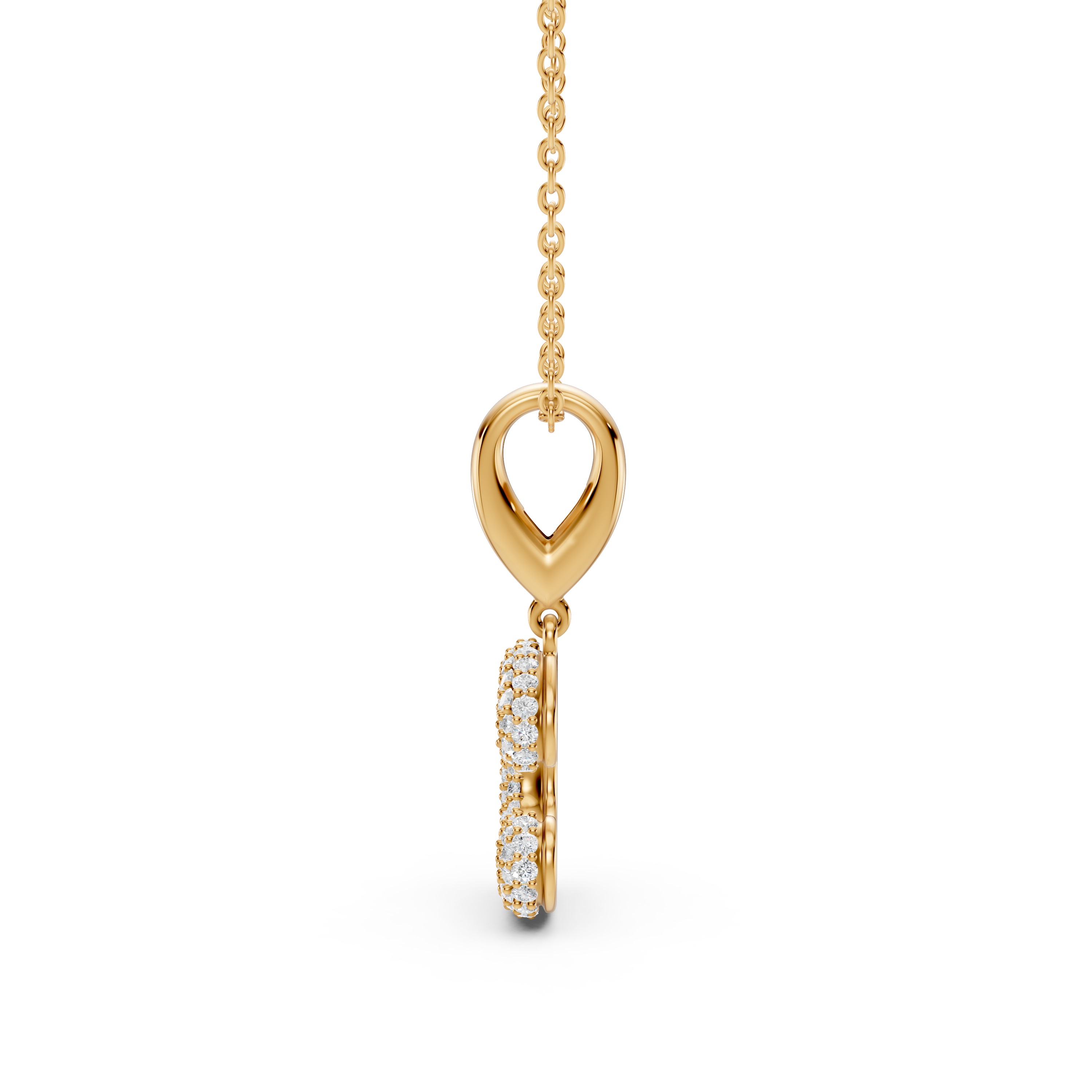 Bubble Pavé Lab Diamond Initial Necklace - C