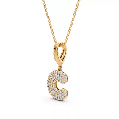 Bubble Pavé Diamond Initial Necklace - C