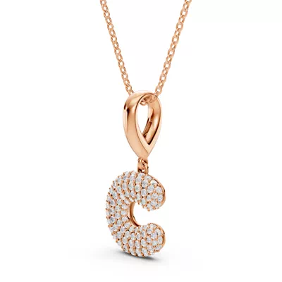 Bubble Pavé Lab Diamond Initial Necklace - C