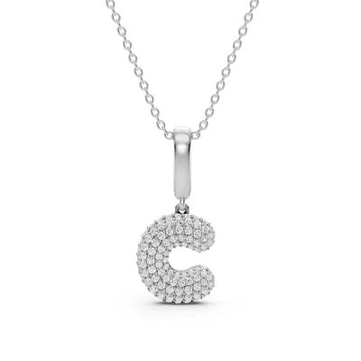 Bubble Pavé Diamond Initial Necklace - C