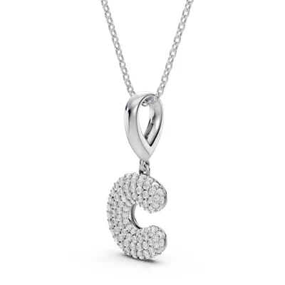 Bubble Pavé Diamond Initial Necklace - C