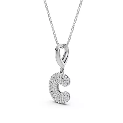 Bubble Pavé Diamond Initial Necklace - C