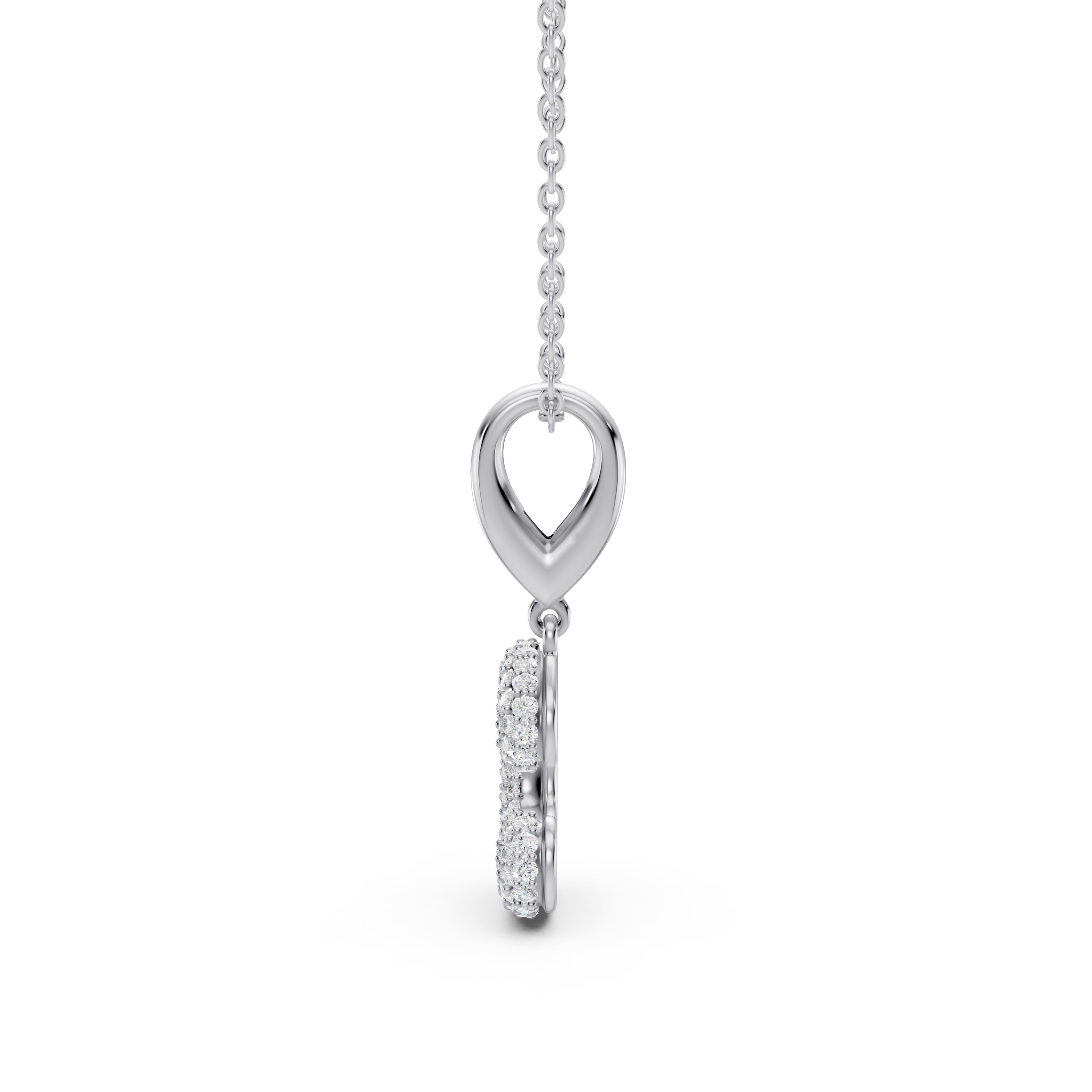 Bubble Pavé Diamond Initial Silver Necklace - C