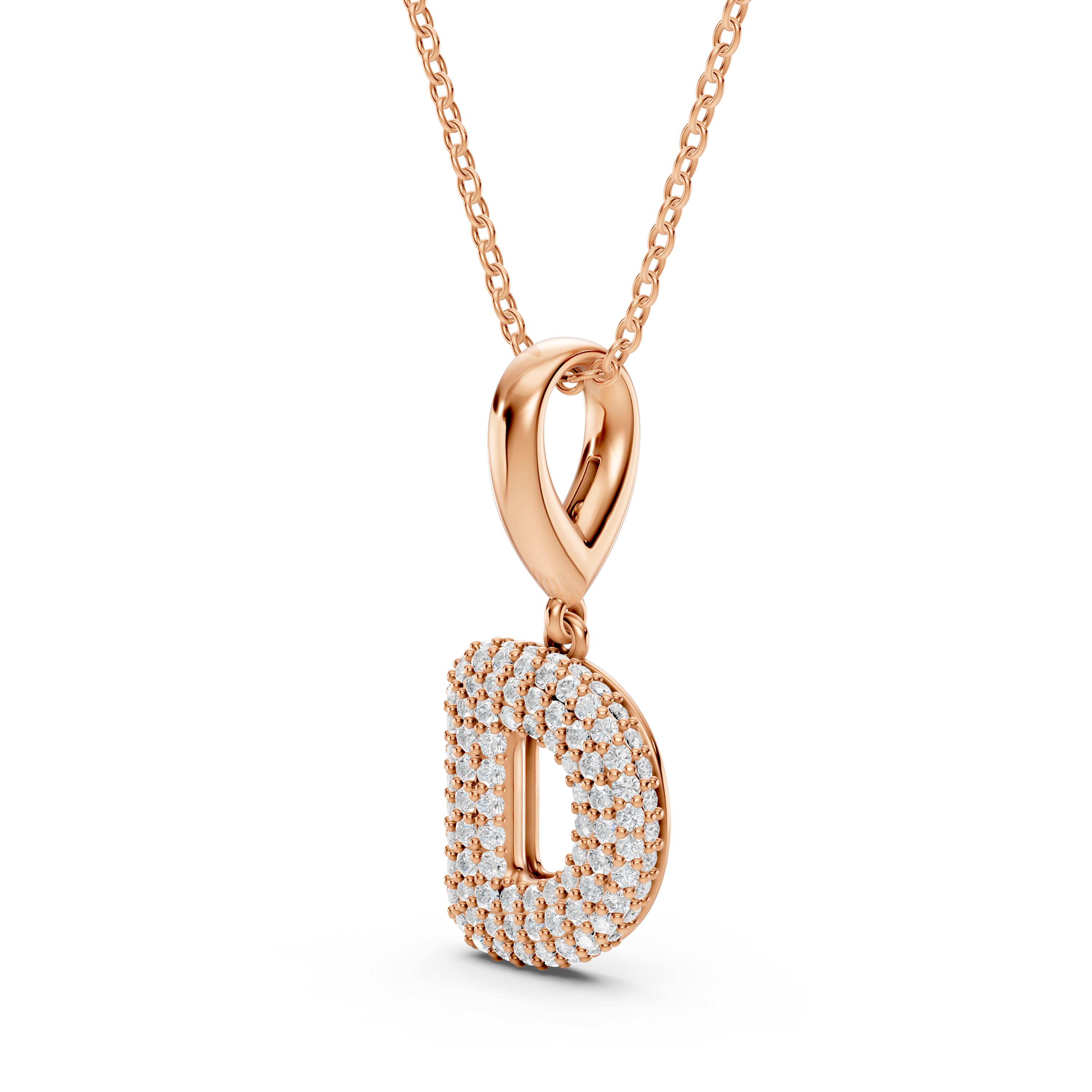 Bubble Pavé Lab Diamond Initial Necklace - D