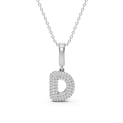 Bubble Pavé Diamond Initial Necklace - D