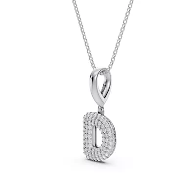 Bubble Pavé Diamond Initial Necklace - D