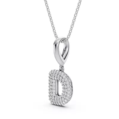 Bubble Pavé Diamond Initial Necklace - D