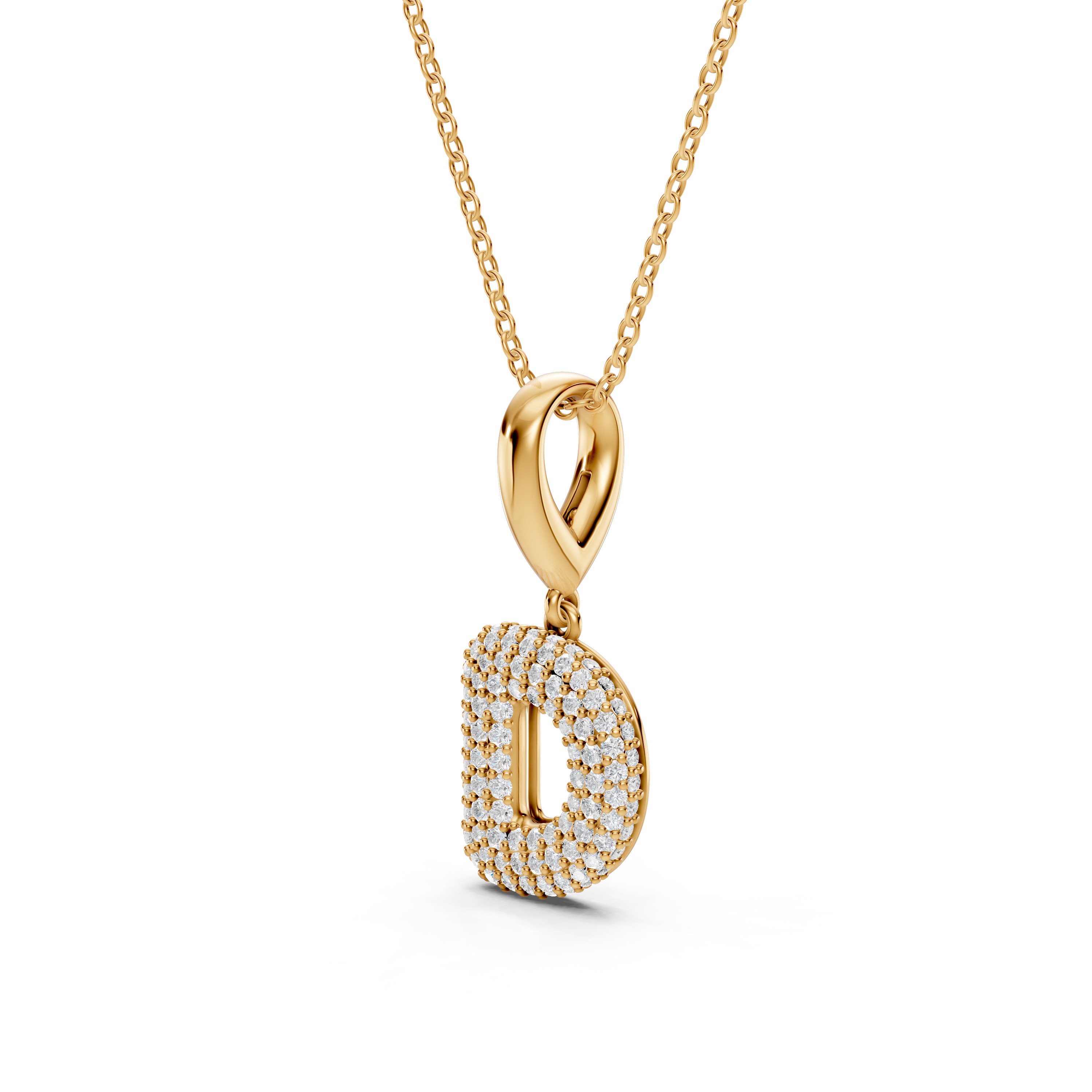 Bubble Pavé Lab Diamond Initial Necklace - D
