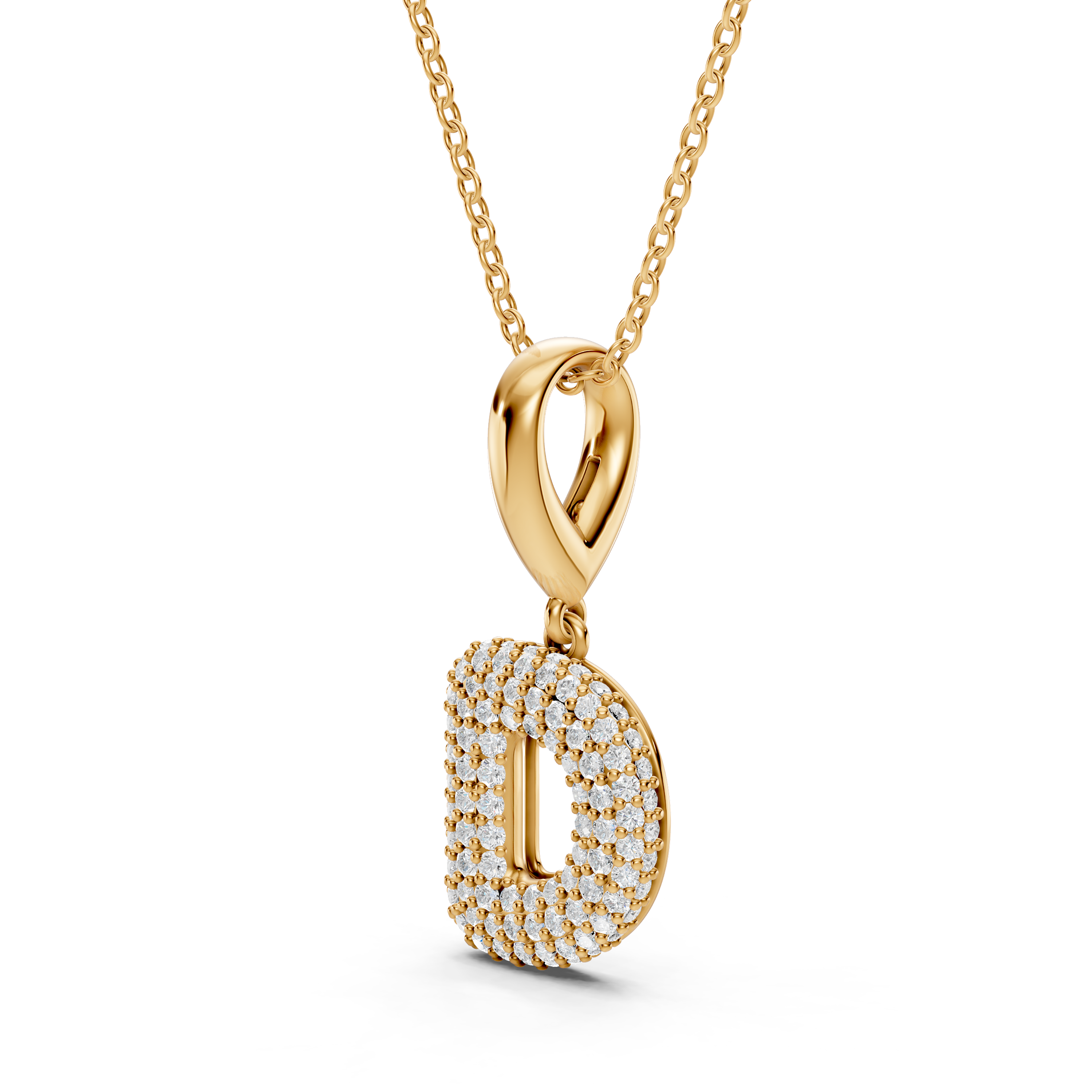Bubble Pavé Lab Diamond Initial Necklace - D