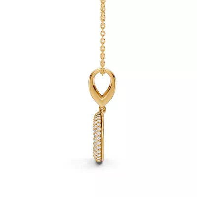 Bubble Pavé Diamond Initial Necklace - D