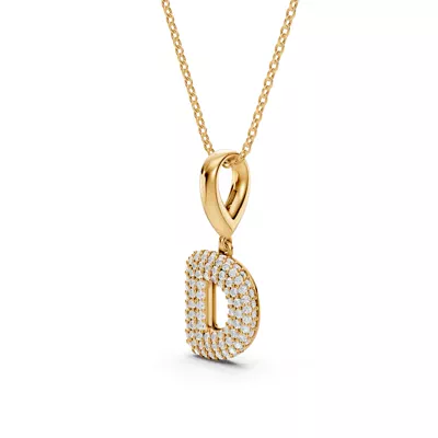 Bubble Pavé Diamond Initial Necklace - D