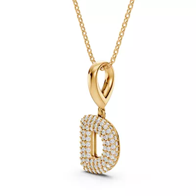 Bubble Pavé Diamond Initial Necklace - D