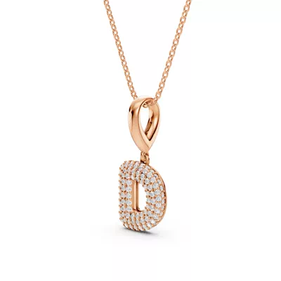 Bubble Pavé Lab Diamond Initial Necklace - D