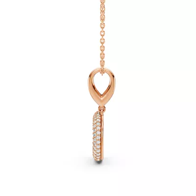Bubble Pavé Diamond Initial Necklace - D