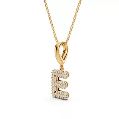 Bubble Pavé Lab Diamond Initial Necklace - E
