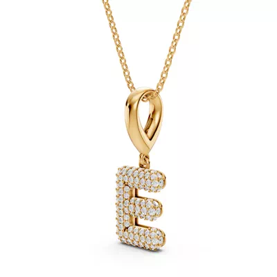 Bubble Pavé Lab Diamond Initial Necklace - E