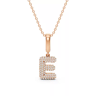 Bubble Pavé Lab Diamond Initial Necklace - E