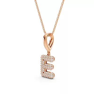 Bubble Pavé Diamond Initial Necklace - E