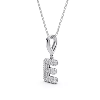 Bubble Pavé Diamond Initial Necklace - E