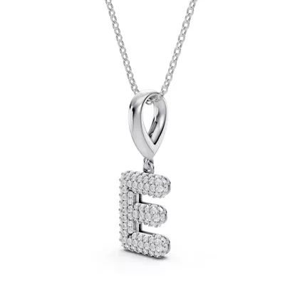 Bubble Pavé Lab Diamond Initial Necklace - E