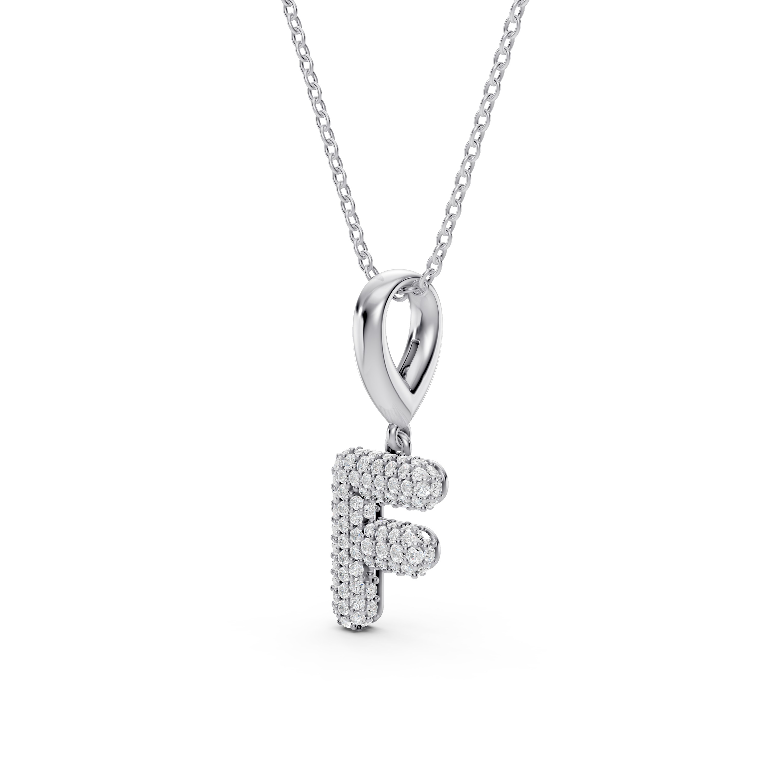Bubble Pavé Lab Diamond Initial Necklace - F