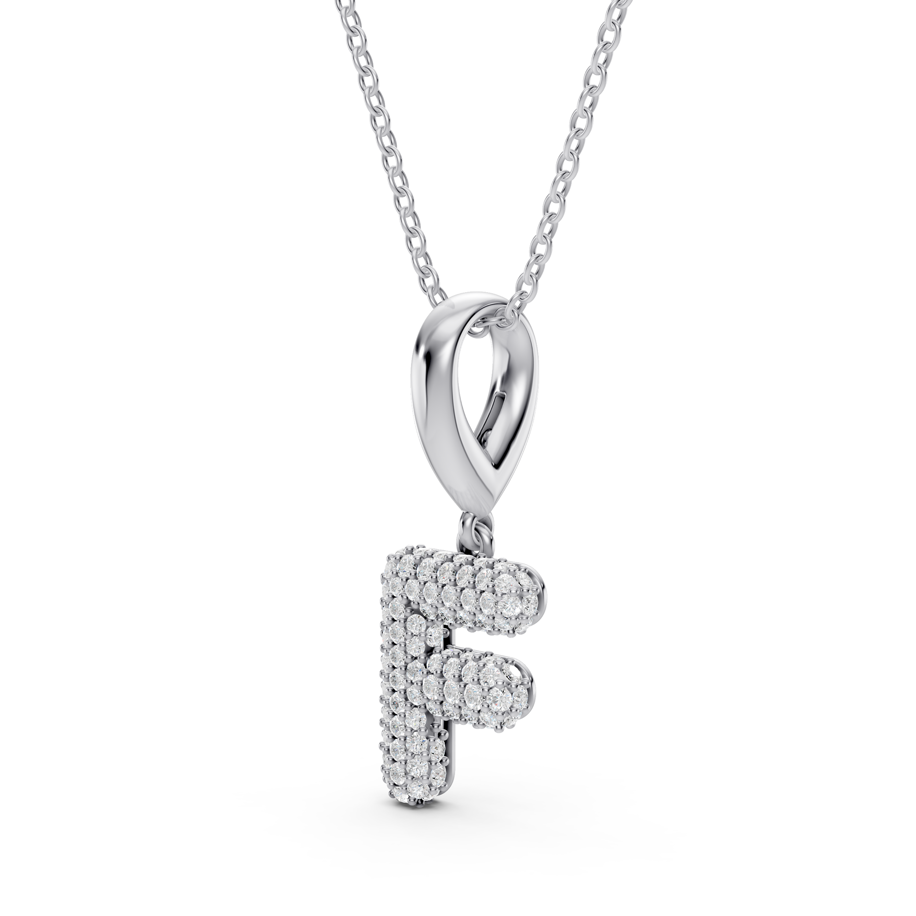 Bubble Pavé Lab Diamond Initial Necklace - F