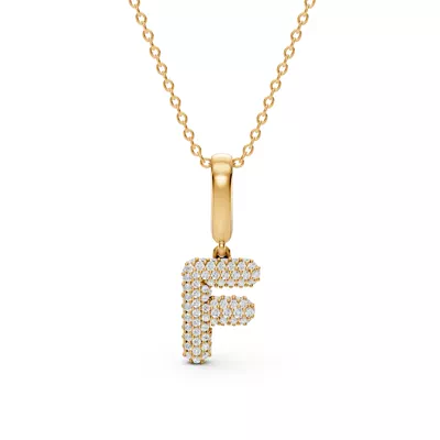 Bubble Pavé Lab Diamond Initial Necklace - F