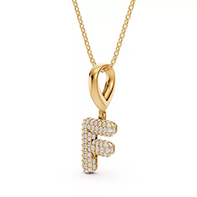 Bubble Pavé Lab Diamond Initial Necklace - F
