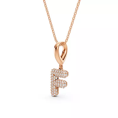 Bubble Pavé Lab Diamond Initial Necklace - F