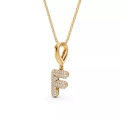 Bubble Pavé Diamond Initial Necklace - F