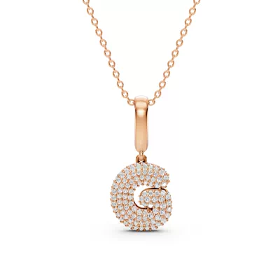 Bubble Pavé Lab Diamond Initial Necklace - G